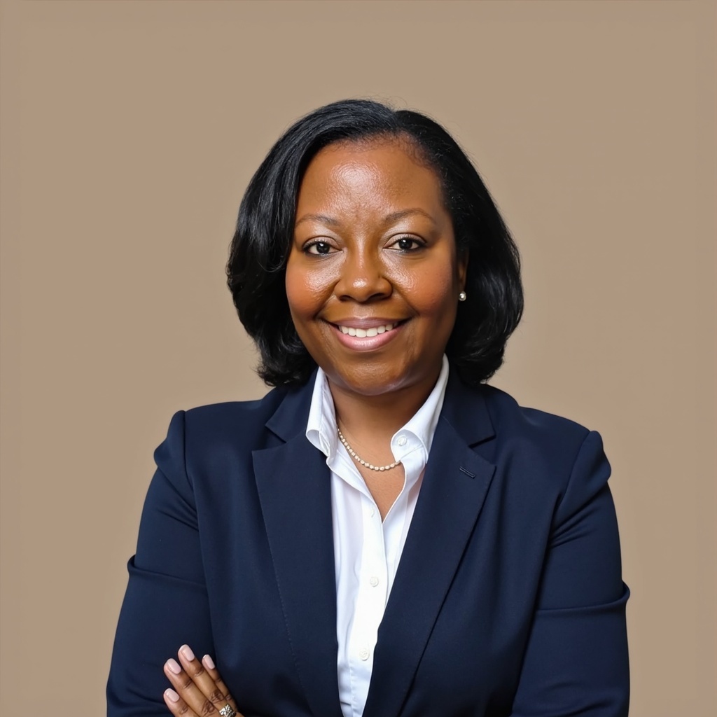 Headshot of Keyshia Johnson smiling in a navy blazer